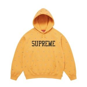 SIZE L SUPREME Stars Studded Hooded Sweatshirt Dusty Gold Yellow NEW SHIPS ASAP